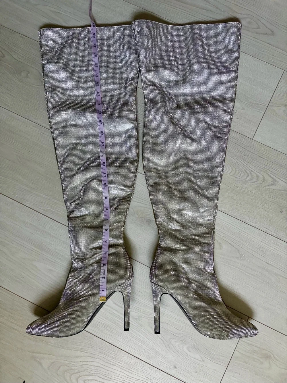 Dolls Kill Poster Girl Publicity Stunt Thigh High Rhinestone Boots US Size 8